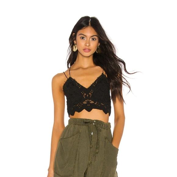 Free People Illektra Bralette Crop Top - Black - Medium - Picture 1 of 9